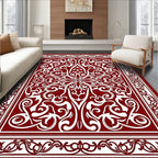 Rich Red Floral Medallion Vine Rug