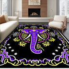Vibrant Purple Elephant Tribal Ornament Rug