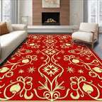 Crimson and Gold Floral Medallion Rug