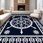 Navy White Snowflake Medallion Rug