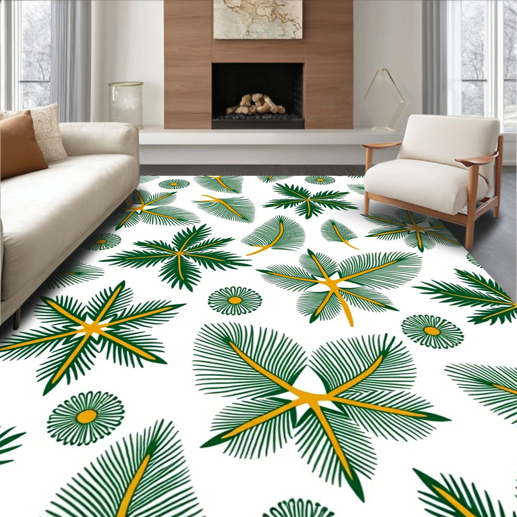 Green Yellow Fern Abstract Rug