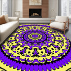 Vibrant Yellow Purple Mandala Bloom Rug