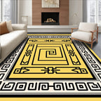 Yellow Geometric Ancient Aztec Rug