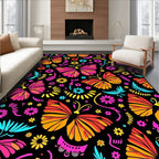 Vibrant Tropical Butterfly Garden Rug
