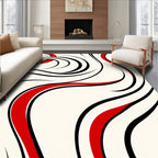 Crimson Black Swirl Flow Rug