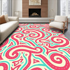 Whimsical Pink Teal Swirls Rug