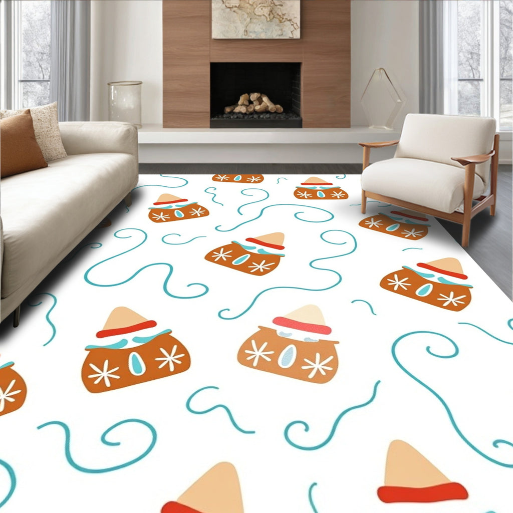 Brownhouses with Snowflakes and Swirls Rug