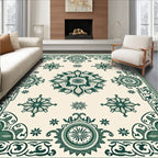Green Traditional Medallion Lace Rug