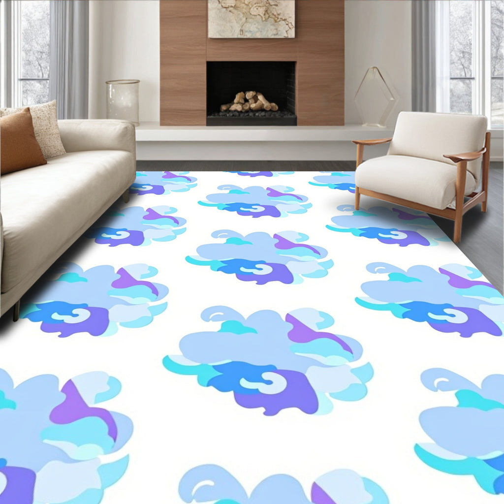 Abstract Blue Purple Cloud Cluster Rug