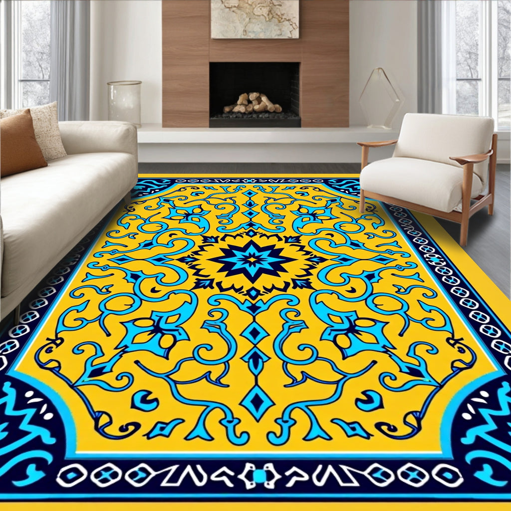 Golden Turquoise Star Medallion Rug