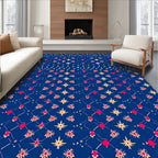 Deep Blue Starburst Diamond Medallion Rug