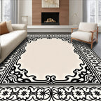 Ornamental Cream Black Border Rug