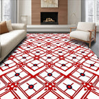 Crimson Lattice Floral Diamond Rug
