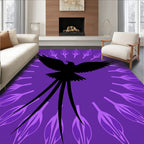 Elegant Black Bird Purple Mandala Rug
