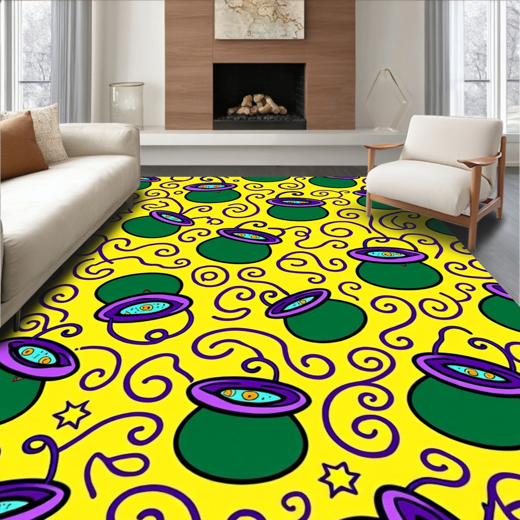 Emerald Cauldron Swirl Yellow Motif Rug
