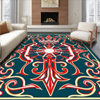 Crimson Crown Red Scroll Medallion Rug