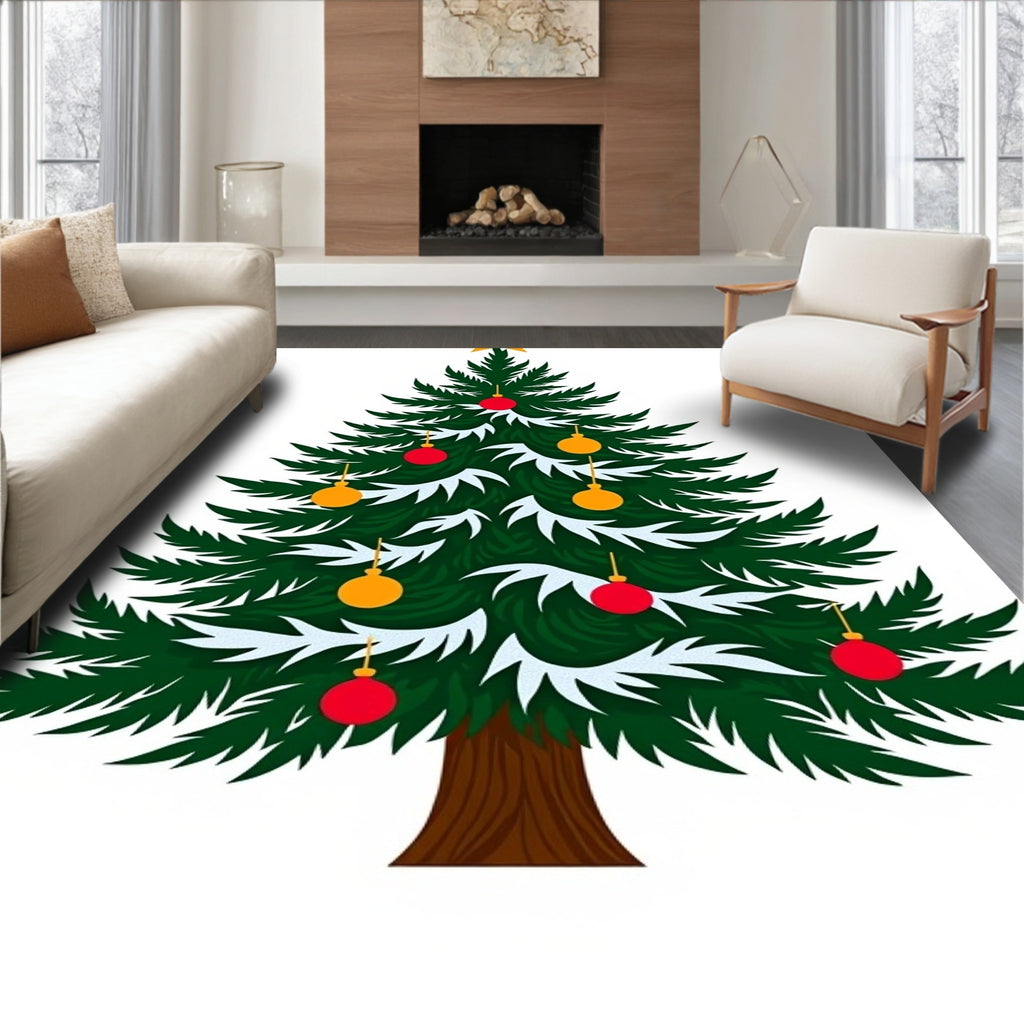 Festive Evergreen Pine Christmas Tree Rug