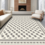 Cream Black Floral Meadow Rug