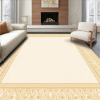 Gold Art Deco Bordered Cream Rug