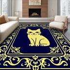 Yellow Cat Ornate Border Rug