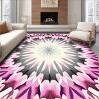Vibrant Pink Sunburst Mandala Rug