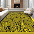 Vibrant Yellow Black Striped Foliage Rug