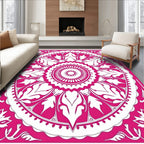 Vibrant Fuchsia Floral Mandala Rug