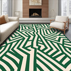 Bold Emerald Abstract Geometric Rug
