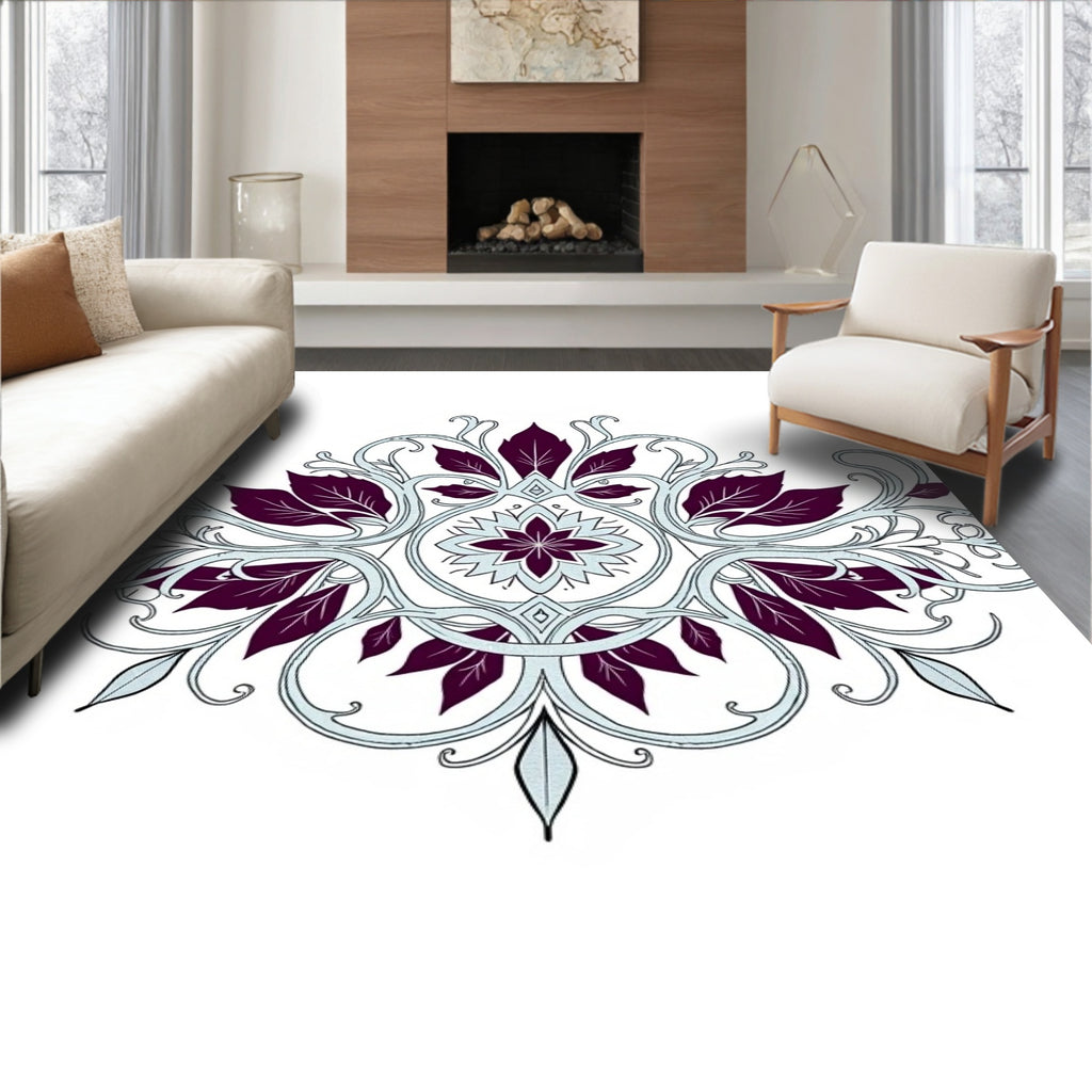 Plum Swirl Floral Medallion Rug