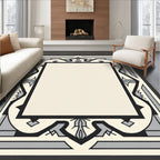 Geometric Art Deco Cream Black Gray Rug