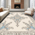 Antique Blue Inlay Scrollwork Centerpiece Rug