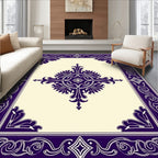 Deep Purple Floral Frame Medallion Rug