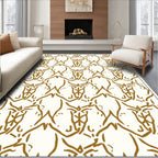 Golden Brown Interlocking Arabesque Fabric Rug