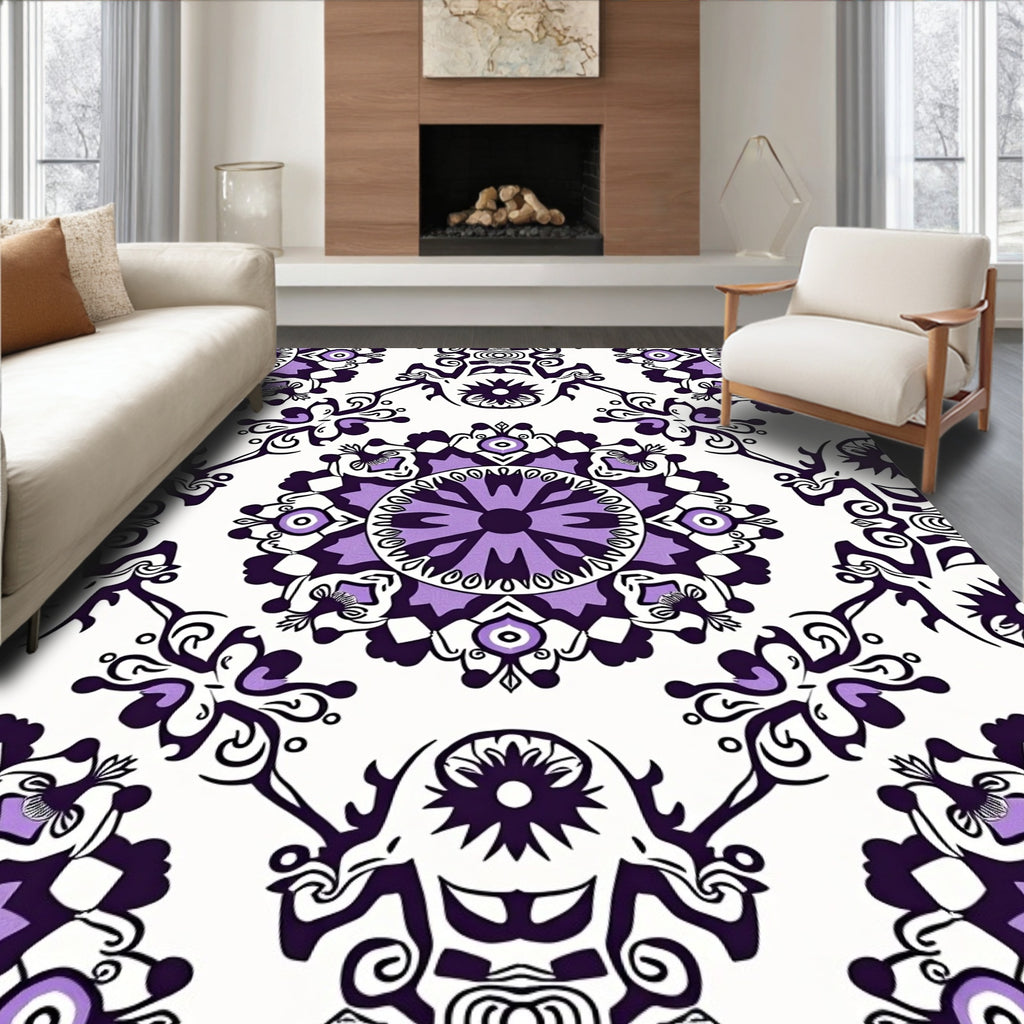 Vintage Lavender Mandala Art Rug