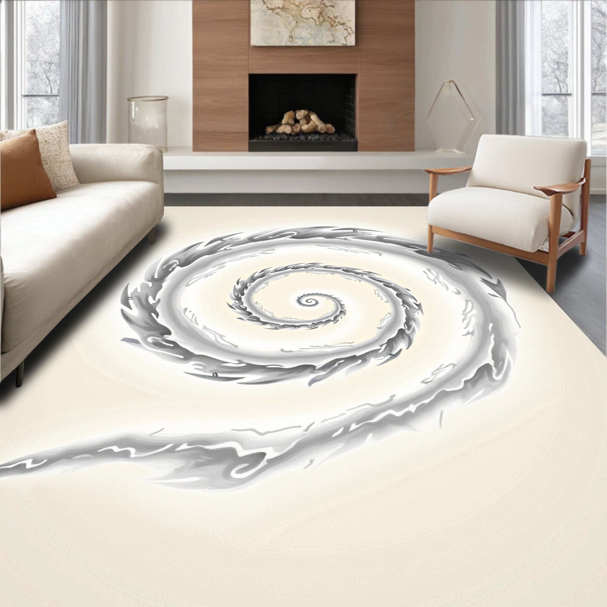 Monochromatic Spiral Form Rug