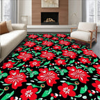 Enchanting Crimson Floral Sprigs Rug