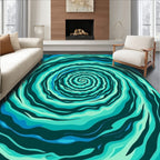 Turquoise Swirl Abstract Ribbon Rug