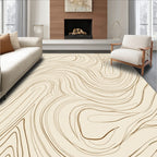 Cream and Gold Swirl Lines Rug