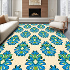 Turquoise Blue Green Floral Scroll Rug