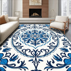 Classic Blue Floral Medallion Rug