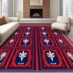 Bold Red Geometric Emblem Rug