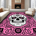 Pink Skull Floral Sugar Candy Art Rug