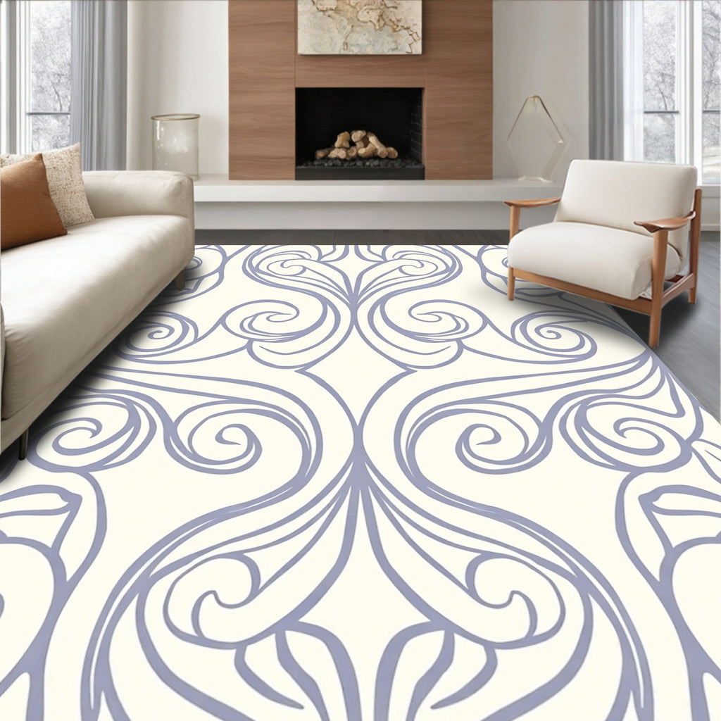 Pale Blue Vine Scroll Rug