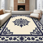Deep Blue Mandalas Frame Rug