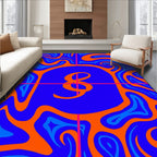 Retro Swirl Orange Blue Amper Sand Rug