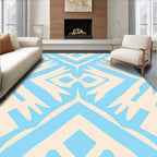 Light Blue Ivory Geometric Diamond Rug
