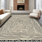 Abstract Black Swirl Cream Rug