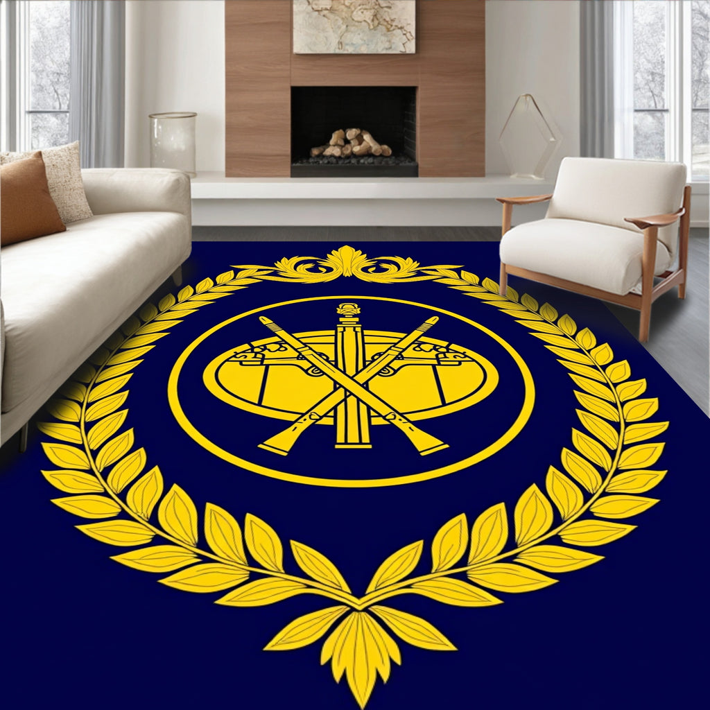 Gold Laurel Bordered Emblem Rug