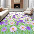 Violet Purple Daisy Meadow Butterflies Rug
