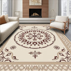 Ornate Cream and Maroon Medallion Rug